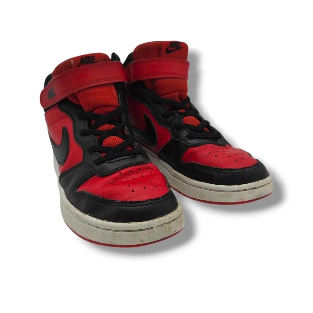 Nike Court Borough Mid 2 Sneakers PS Youth 3 Black University Red CD7783-602‎